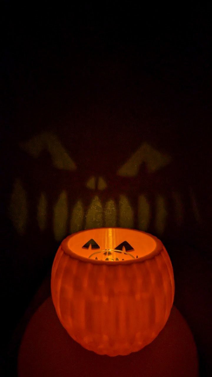 Halloween pumpkin candle holder