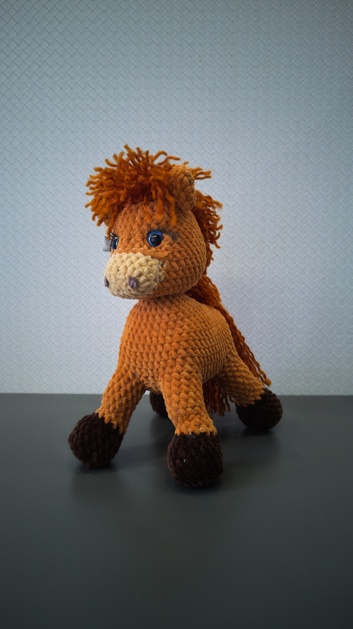 Baby horse knitted soft toy