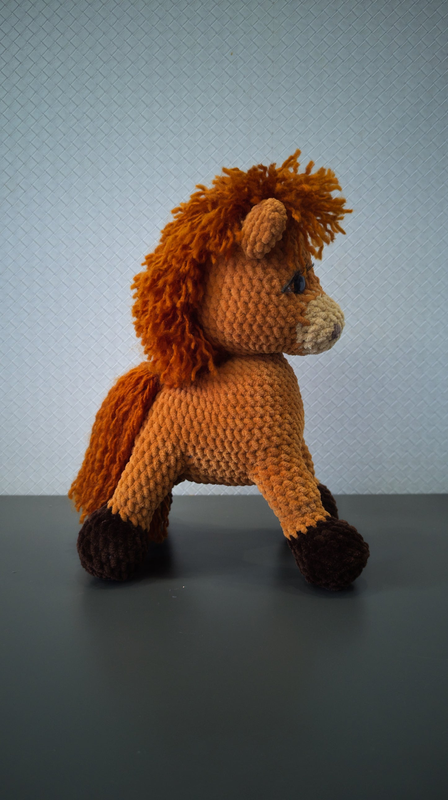 Baby horse knitted soft toy